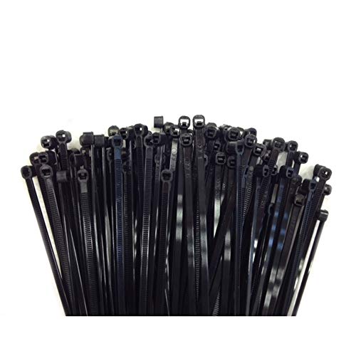 100 Kabelbinder alle Größen in schwarz weiss bunt Industriequalität (200x3,6, Schwarz (UV-stabilisiert)) von KLASEBO
