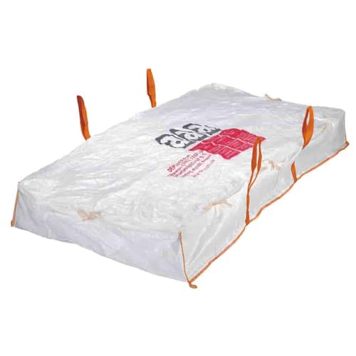 Big Bag Asbestplattensack 260 x 135 x 30 cm, Schürze 3-seitig + Deckel, mit Asbest-Warnaufdruck, beschichtet, UV-stabilisiert, 4 Hebeschlaufen, Tragfähigkeit 1000 kg (3 stück) von KLASEBO