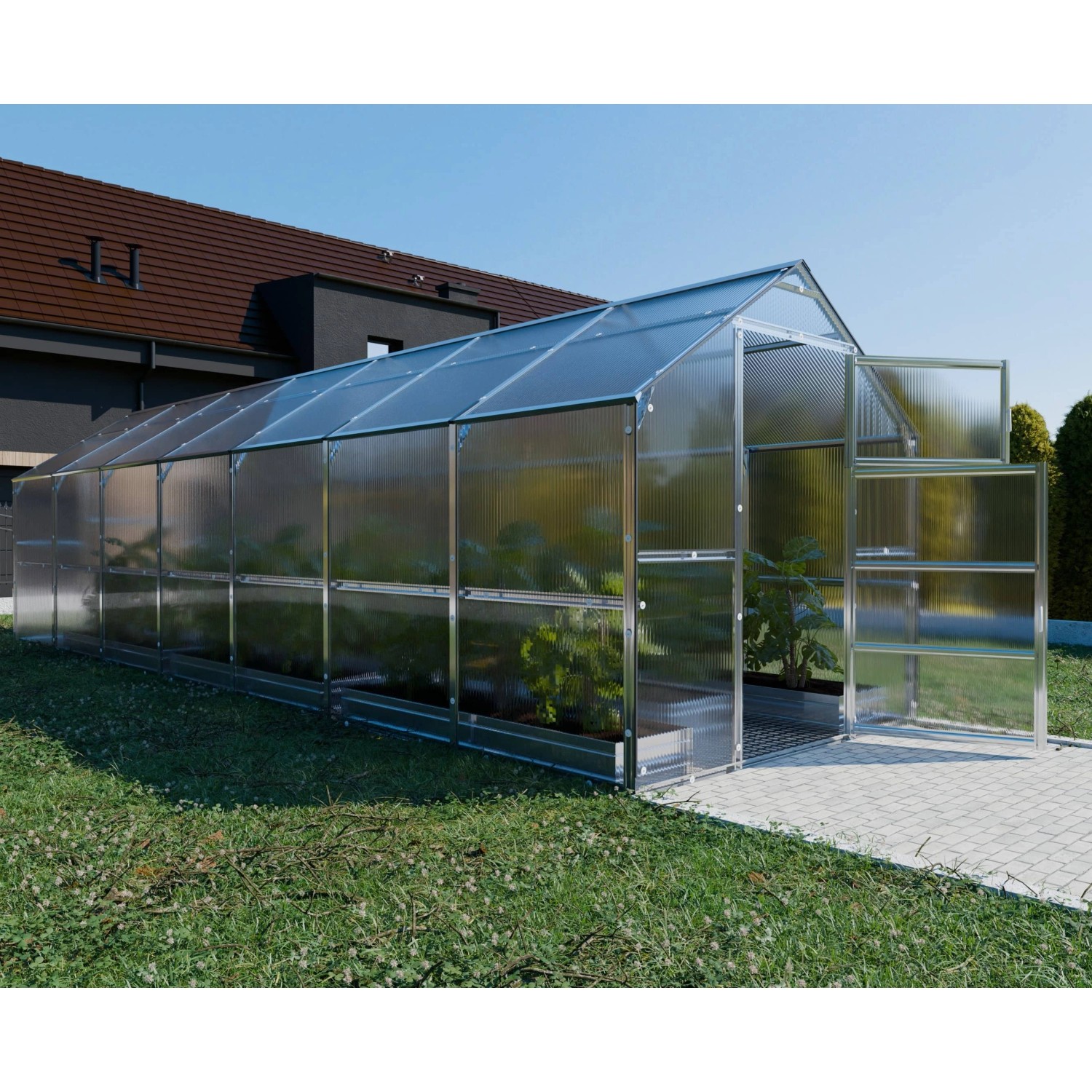 Klasika Greenhouses Bernard*KLASIKA Gewächshaus 2,35 x 7 m (16,45 m²),  mit 4 mm Polycarbonatabdeckung von KLASIKA GREENHOUSES