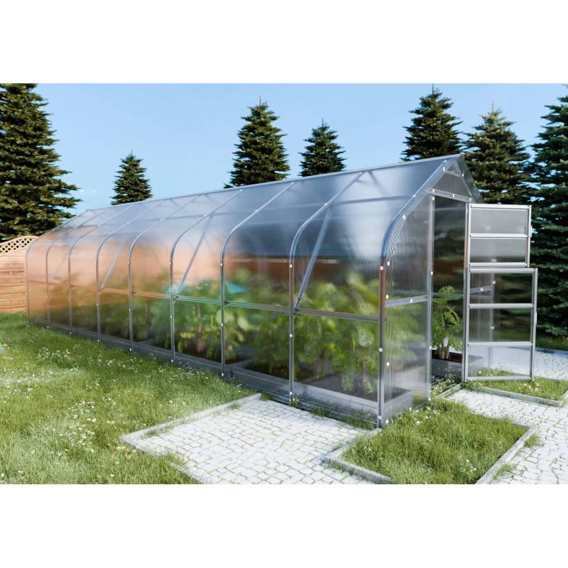 Klasika Greenhouses Drop KLASIKA Gewächshaus 20m2, 2,5m x 8m, 4 mm Polycarbonatabdeckung von KLASIKA GREENHOUSES