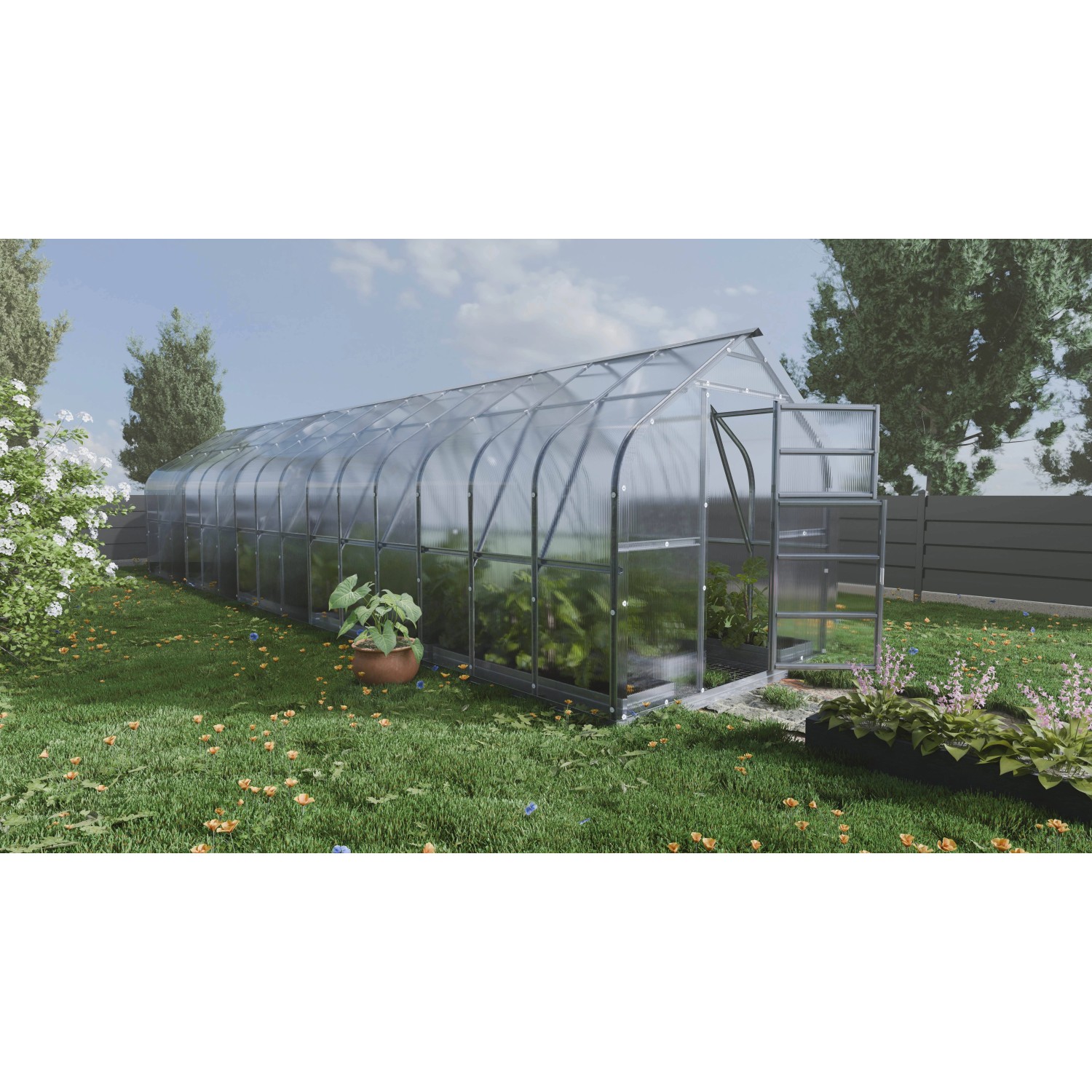 Klasika Greenhouses Standart KLASIKA Gewächshaus 30m2, 2,5m x 12m, 4 mm Polycarbonatabdeckung (6 Dachfenster) von KLASIKA GREENHOUSES