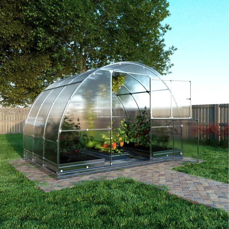 Klasika Greenhouses Tube KLASIKA Gewächshaus 6m², 3m x 2m mit 4 mm Polycarbonatabdeckung von KLASIKA GREENHOUSES