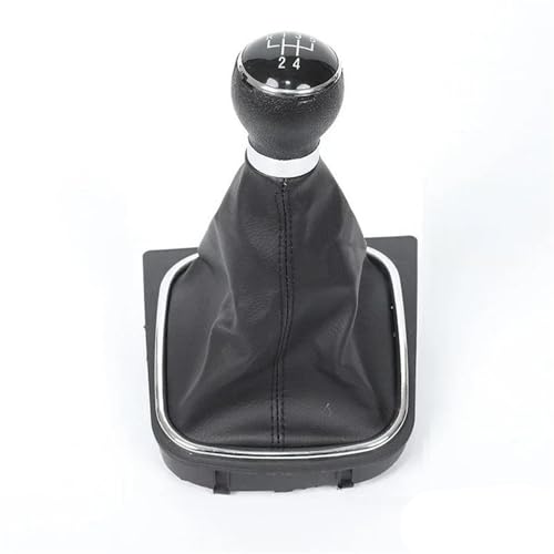 Auto-Styling-Schaltknauf Für 5/6-Gang-Schaltung Mit Ledermanschette Für VW Für Golf 5 V 6 VI MK5 MK6 Für Jetta 2005–2014(Black line,5 speed) von KLAUER