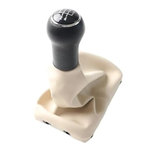 KLAUER 5-Gang-Schaltknauf Mit Gummimanschette Leder-Staubschutzhülle Für VW Für Käfer 1998 1999 2000 2001 2002 2003 2004 2005 2006 2007 2008 2009 2010(Beige) von KLAUER