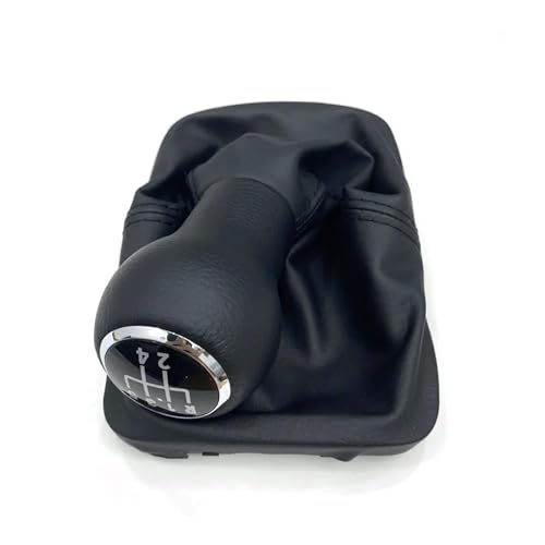 KLAUER 5-Gang-Schaltknauf Mit Ledermanschette Für VW Für Käfer 1998 1999 2000 2001 2002 2003 2004 2005 2006 2007 2008 2009 2010(Black) von KLAUER