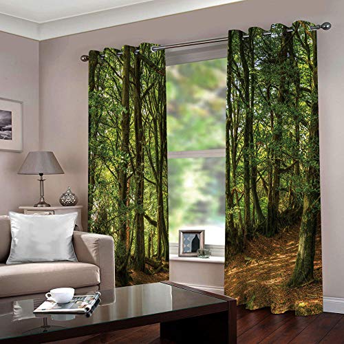 Verdunkelungsvorhang Ösen 2Er Set Grüner Wald Muster 280X250Cm Thermo- Verdunklungsgardinen Bandschal Isolierend Verdunkelnd Schalldämmend Blickdicht Gesund Wohnen Vorhang Gardine von KLBPL