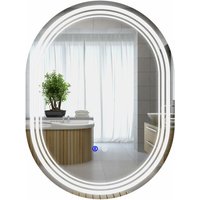 Badezimmerspiegel Badspiegel, Antibeschlagfunktion, LED-Lichter, 70 cm x 50 cm x 3 cm, Silber + Weiß - Silber von KLEANKIN