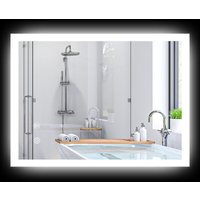 Led Badezimmerspiegel, Hintergrundbeleuchtung, Touch-Funktion, Memory-Funktion, kein Beschlagen, 70 x 50 cm - Weiß+Silber von KLEANKIN