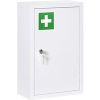 Kleankin - Medizinschrank, 3 Fächer, abschließbare Tür, stabiles Stahlgehäuse, weiß, 30 x 14 x 46 cm - Weiß von KLEANKIN