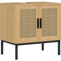 Waschbeckenunterschrank Unterschrank mit Schrankfach, Waschtischunterschrank mit Rattanoptik, Badunterschrank mit Kippschutz, Eiche, 60 x 39 x 60 cm Waschbeckenunterschrank Unterschrank mit Schrankfach, Waschtischunterschrank mit Rattanoptik, Badunterschrank mit Kippschutz, Eiche, 60 x 39 x 60 cm von KLEANKIN
