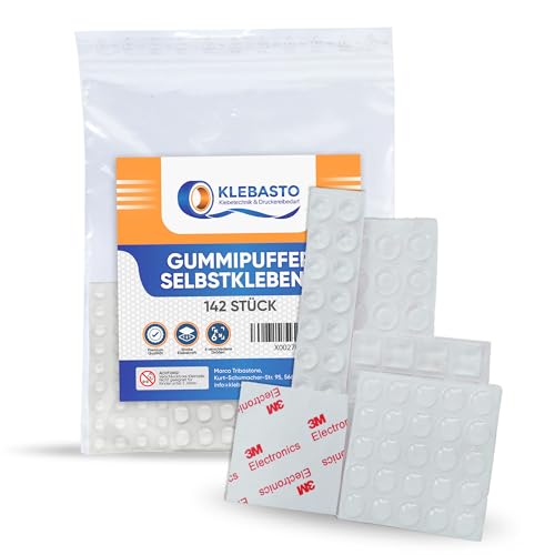 KLEBASTO Gummipuffer selbstklebend | 142 Stück | Transparent | Gummifüße zum Kleben in Profi Qualität | Schutzpuffer für Möbel Notebook, Schränke, Schubladen von KLEBASTO