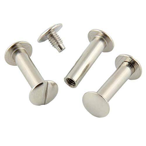 Buchschrauben 100 Stück vermessingt oder vernickelt, Größe wählbar/vernickelt 25 mm von KLEBESHOP24