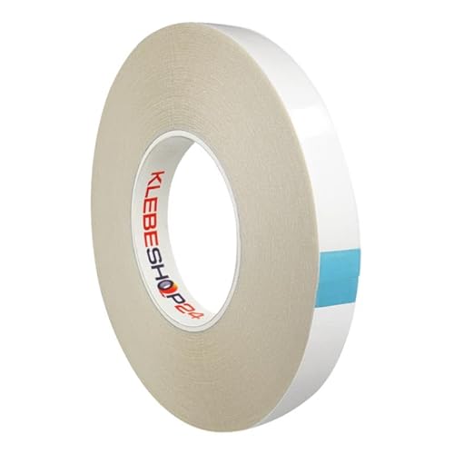 KLEBESHOP24 Doppelseitiges Klebeband | PET-Folienklebeband | 50 m auf Rolle | Breite wählbar | Transparent | Sehr stark / 9 mm x 50 m von KLEBESHOP24