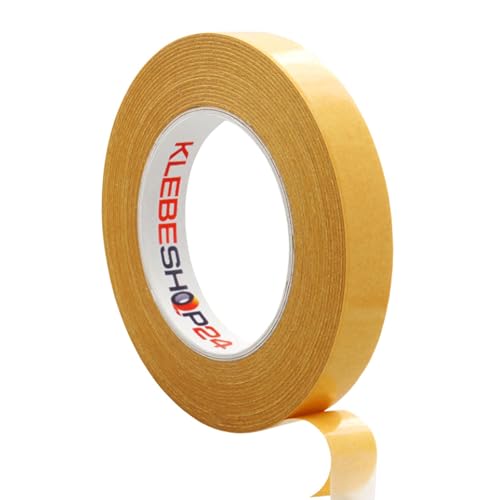 KLEBEBAND DOPPELSEITIG | Handreißbar | Breite wählbar | 50 m | Stark & permanent klebend | Universalklebeband | Doppelklebeband für Papier, Metall, Kunststoff, Pappe, Holz etc. / 4 mm x 50 m von KLEBESHOP24