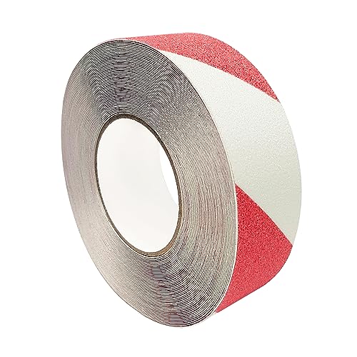 KLEBESHOP24 Antirutschband selbstklebend | Verschiedene Ausführungen | Rutschgruppe R13 / Rot-Weiß, 1 Rolle 50 mm x 18 m von KLEBESHOP24