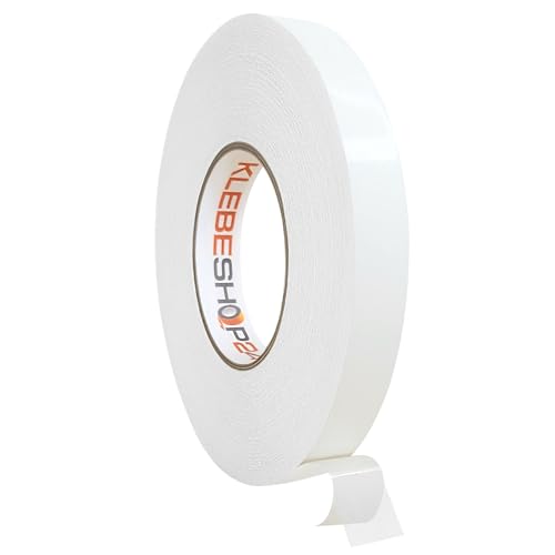 KLEBESHOP24 Doppelseitiges Klebeband - transparent & dünn - extra stark - hitze- & UV-beständig - für Montage, Heimwerk, DIY / 12 mm x 50 m von KLEBESHOP24