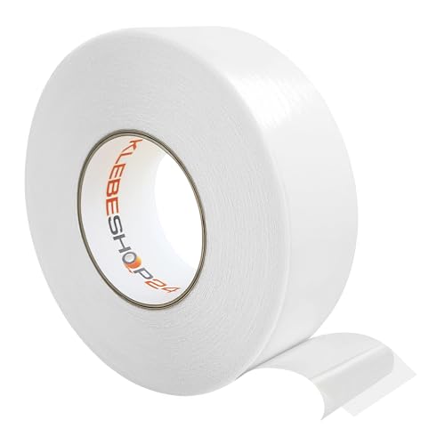 KLEBESHOP24 Doppelseitiges Klebeband | PET-Folienklebeband | 50 m auf Rolle | Breite wählbar | Transparent | Sehr stark / 50 mm x 50 m von KLEBESHOP24