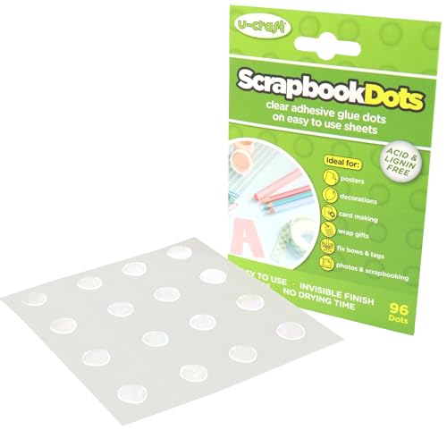 KLEBESHOP24 Fotoklebepunkte | Doppelseitig permanent klebend | Für Fotoalben und zum Basteln | Extra dünn | 10 mm Durchmesser / 96 Stück von KLEBESHOP24
