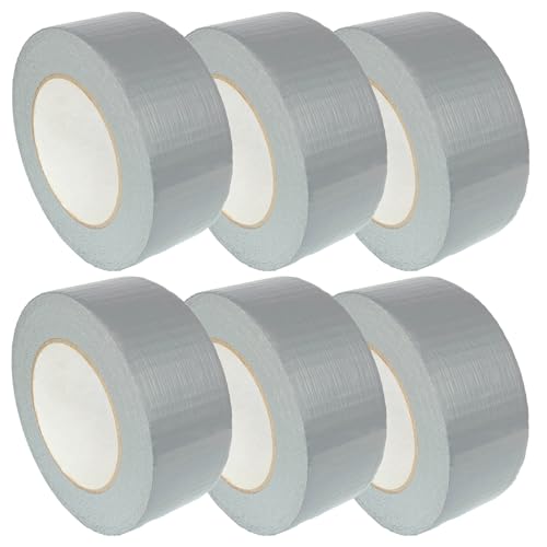 KLEBESHOP24 Gewebeklebeband stark klebend | Gewebeband aus PE | Handreißbar | Weiß, Schwarz oder Silber | 50 m | Breite wählbar | Panzertape / 6 Rollen, silber 100 mm x 50 m von KLEBESHOP24