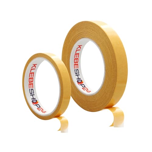 KLEBESHOP24 KLEBEBAND DOPPELSEITIG | Handreißbar | Breite wählbar | 10/50 m | Stark klebend | Universalklebeband | Doppelklebeband für Papier, Metall, Kunststoff, Pappe, Holz etc. / 12 mm x 10 m KLEBESHOP24 KLEBEBAND DOPPELSEITIG | Handreißbar | Breite wählbar | 10/50 m | Stark klebend | Universalklebeband | Doppelklebeband für Papier, Metall, Kunststoff, Pappe, Holz etc. / 12 mm x 10 m von KLEBESHOP24