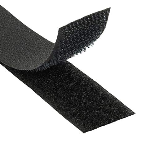 KLEBESHOP24 KLETTBAND ZUM NÄHEN | SET HAKEN + FLAUSCH | Schwarz, 25 mm x 25 m von KLEBESHOP24