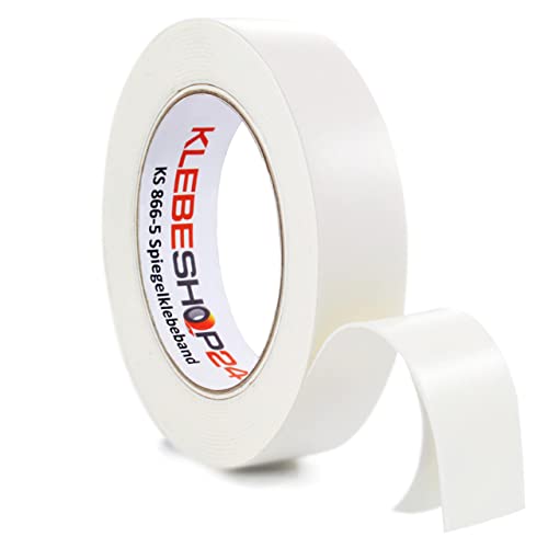 KLEBESHOP24 SPIEGELKLEBEBAND DOPPELSEITIG stark klebend | 1 mm Dicke, 5 oder 50 m, Breite wählbar | Universelles Montageband (B 9 mm x L 5 m) von KLEBESHOP24