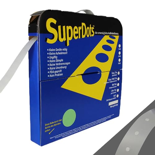 Superdots doppelseitige Klebepunkte im Spenderkarton/Ø 3-4 mm, 2000 Stück, Klebestärke 1007 permanent von KLEBESHOP24