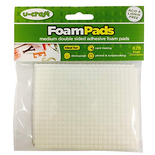 U-Craft Artikelsortiment (3D Klebepads, 5 x 5 x 3 mm, 828 Stück) von KLEBESHOP24