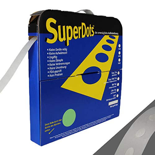Superdots doppelseitige Klebepunkte im Spenderkarton/Ø 10 mm, 1000 Stück, Klebestärke 1007 permanent von KLEBESHOP24