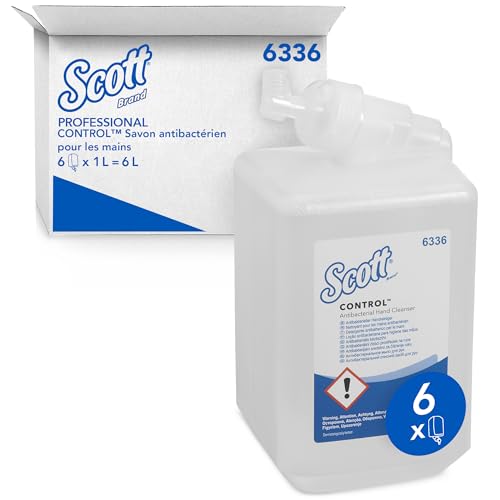 Scott® ControlTM Antibakterieller Handreiniger 6336, transparente hautfreundliche Handwaschlotion ohne Duftstoffe, 6 Handreinigerkassetten x 1 l, (insg. 6 l) von KLEENEX