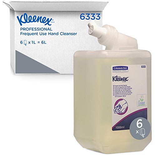 Kleenex® Seife 6333, transparenter und parfümfreier Handreiniger, geeignet für alle Hauttypen und stark frequentierte Waschräume, 6 Handreiniger-Kassetten x 1 l (insg. 6l) von KLEENEX