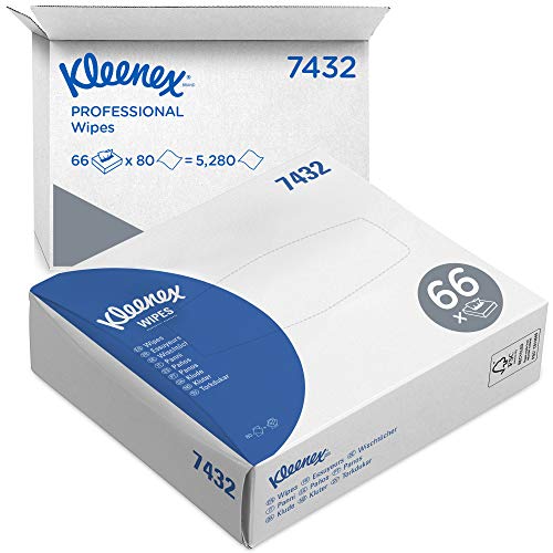 Kleenex Pflegetücher 7432 – 66 Kartons mit je 80 gefalteten Tüchern, weiß von KLEENEX