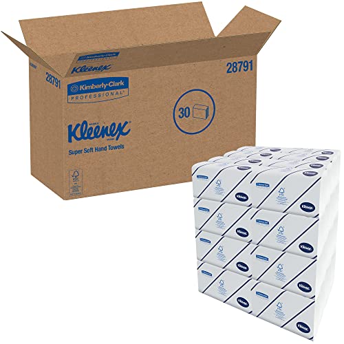 Kleenex Ultra Handtücher mit Interfold-Faltung 6772 – 30 Packungen mit je 94 weißen, 2-lagigen Tüchern von KLEENEX