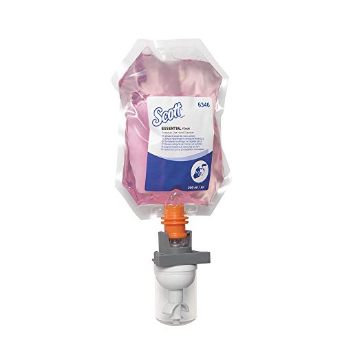 Scott Essential, 6346, Schaum-Handseife für die tägliche Verwendung - 200 ml Seife, rosa, 12 x 200 ml Beutel Schaumseife von KLEENEX