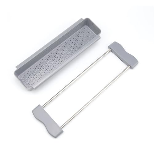 KLEHOPE Abtropfkorb, Abtropfgitter Spüle(Grau), Drying Rack Kitchen Mit Besteckkorb, Spüle Abtropfgestell, für Haushalte, Restaurants, Milchteeläden von KLEHOPE