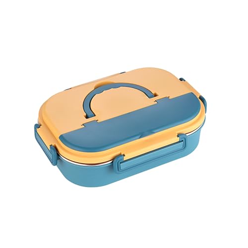 KLEHOPE Lunchbox Mit Fächern, 1200 ml Bento Box Erwachsene, 4 Fächer Auslaufsicher Brotdose Schule, Jausenbox Erwachsene, mit Suppenschüssel und Besteck, für Schule, Büro von KLEHOPE