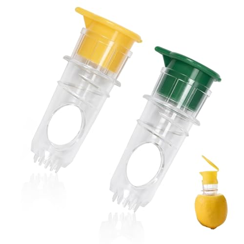 KLEHOPE Zitronenpresse Klein, 2 Stück Limettenpresse, Zitruspresse Manuell mit Ausgießer, Gelb und Grün, für Zitronen, Mandarinen, Orangen KLEHOPE Zitronenpresse Klein, 2 Stück Limettenpresse, Zitruspresse Manuell mit Ausgießer, Gelb und Grün, für Zitronen, Mandarinen, Orangen von KLEHOPE