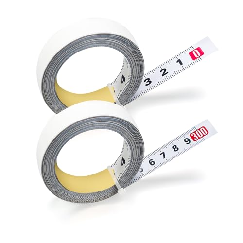 KLEHOPE Maßband Selbstklebend, 2 Stück Selbstklebendes Maßband, Weiß Lackiertes Maßband Selbstklebend Kohlenstoffstahlmaterial die 1 x 3m Links Nach Rechts, 1 x 3m Rechts Nach Links von KLEHOPE