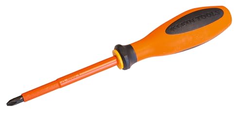 Klein Tools 6032100EINS | VDE Schraubendreher isoliert | Kreuzschlitz PH2 x 100 mm | Ergonomischer Griff | 1000V geprüft | IEC 60900 | Elektriker Werkzeug von KLEIN TOOLS