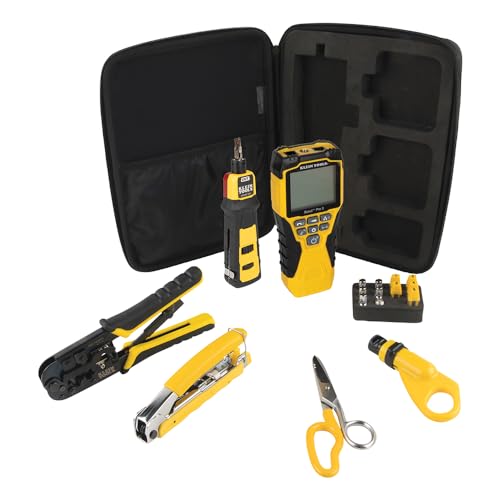 Klein Tools VDV001819 Werkzeugset, Kabelinstallationstest Set mit Crimpzange, Scout Pro 3 Kabeltester, Schere, Punchdown-Werkzeug, Koffer, 6-teilig Klein Tools VDV001819 Werkzeugset, Kabelinstallationstest Set mit Crimpzange, Scout Pro 3 Kabeltester, Schere, Punchdown-Werkzeug, Koffer, 6-teilig von KLEIN TOOLS