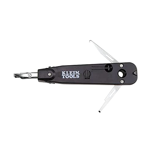 Klein Tools VDV427014 | Punchdown-Tool Krone | Federmechanismus mit Arretierung | Selbstanpassend & gepolsterter Griff | Integrierter Haken, Spudger & Aufbewahrung von KLEIN TOOLS