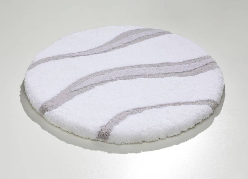 Moderne Badgarnitur von Kleine Wolke, Größe 104 (Teppich rund, Ø 90 cm), Weiss-Silber von KLEINE WOLKE