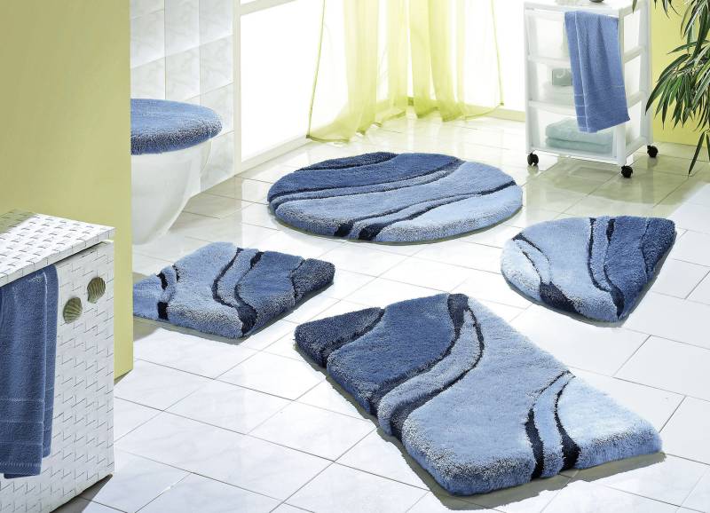 Moderne Badgarnitur von Kleine Wolke, Größe 104 (Teppich rund, Ø 90 cm), Blau von KLEINE WOLKE