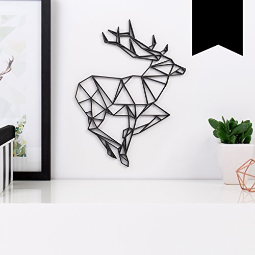 KLEINLAUT 3D-Origami, Hirsch, 14,9 x 20 cm (M), Schwarz von KLEINLAUT