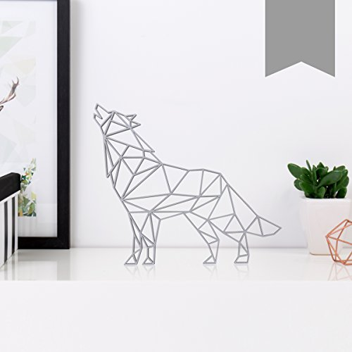 KLEINLAUT 3D-Origami, Wolf, 10 x 8,7 cm (S), Grau von KLEINLAUT