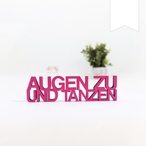 KLEINLAUT 3D-Schriftzug Augen zu und tanzen in Größe: 10 x 2,9 cm - Dekobuchstaben - 32 Farben zur Wahl - Weiß von KLEINLAUT
