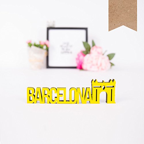 KLEINLAUT 3D-Schriftzug Barcelona in Größe: 10 x 2,7 cm - Dekobuchstaben - 32 Farben zur Wahl - Natur (Holz) von KLEINLAUT