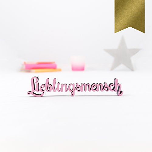KLEINLAUT 3D-Schriftzug Lieblingsmensch in Größe: 10 x 2,1 cm - Dekobuchstaben - 32 Farben zur Wahl - Gold von KLEINLAUT