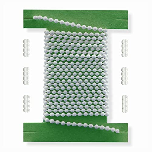 KLEMMFLEX 10 Meter Rollokette Kunststoff Weiss, 3,2 mm Perlen, 6 Verbinder, Meterware Bedienkette/Kugelkette, als Ersatz/Zubehör/für Klemmfix Klemmrollo Doppelrollo Jalousie von KLEMMFLEX