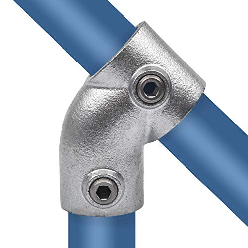 Klemp - T-Verbinder/T-Stück, Rohrverbinder, kurz,45-Grad, Temperguss galvanisiert, feuerverzinkt, inkl. Schrauben Typ 3D - 42,4 mm / 1 ¼" von KLEMP